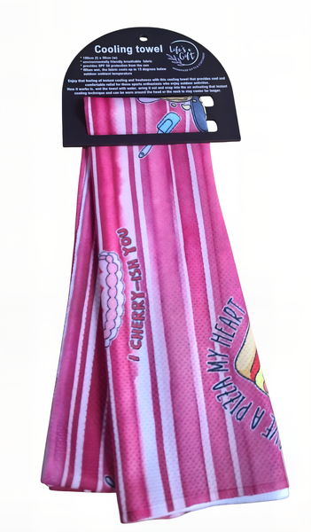 Cooling Towel - I Cherry-ish You - Stripy Pink