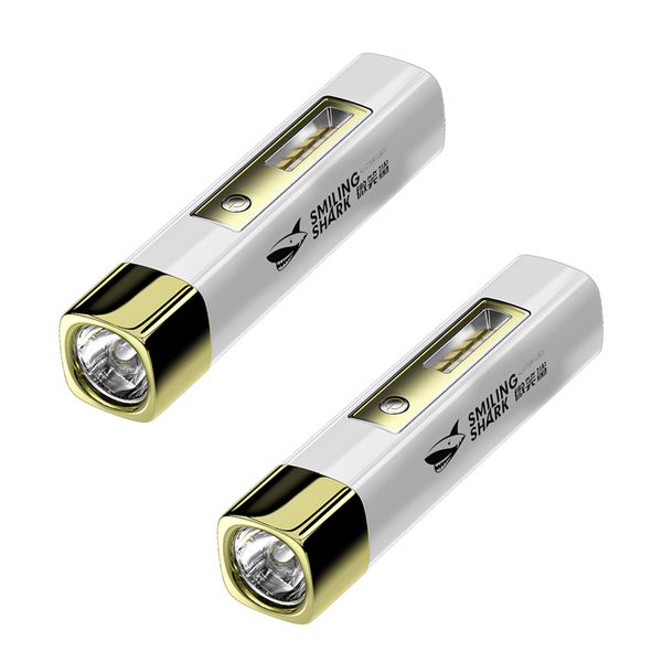 Smiling Shark 2Pack 4-Core 2 In1 USB Rechargeable Flashlight LED Torch-867