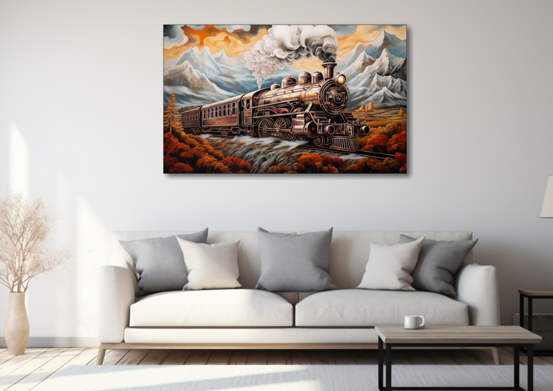 Canvas Wall Art -Steam Locomotive Asbtract - HD0064