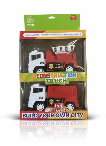Build Your Own City Fire Trucks Construction Toy Set 2-Pack Rescue Playset