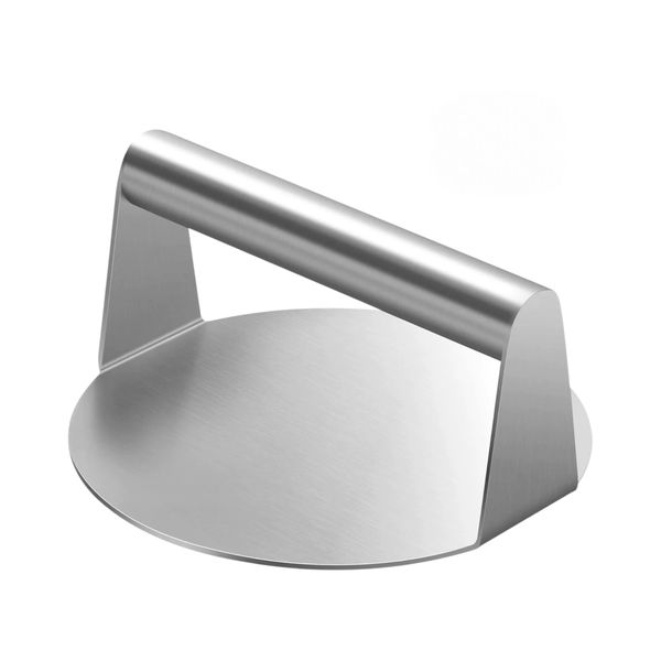 Stainless Steel Burger Presser With Comfortable Grip Handle - Silver