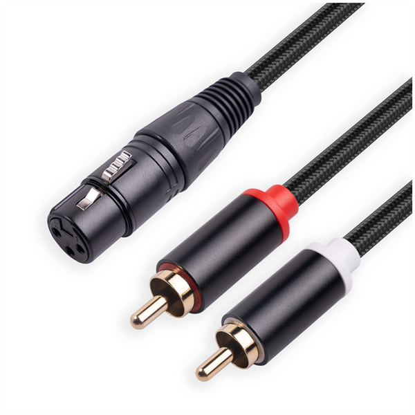 3 Pin XLR Female to Dual RCA Male Y Splitter Cable,2 Meter
