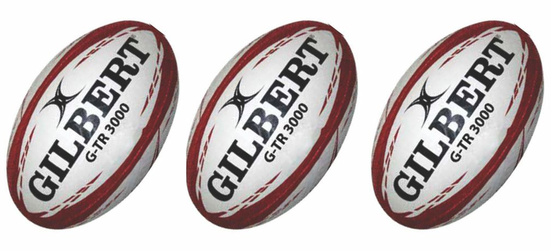 Gilbert G-TR3000 Rugby Ball Size 5 - Red - 3 Pack