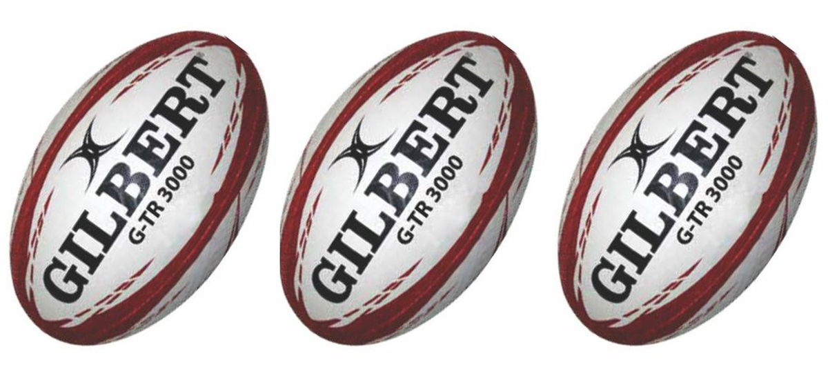 Gilbert G-TR3000 Rugby Ball Size 5 - Red - 3 Pack