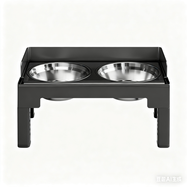 Pet Feeder with 2 Stainless Steel Bowls - Height Adjustable for Dogs &amp; Cats