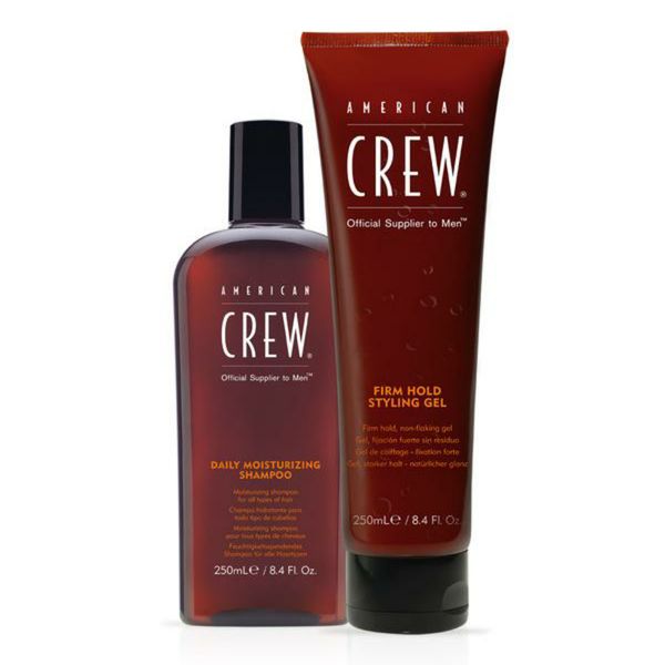 American Crew 2 Pack Daily Moisturizing Shampoo 250ml - Firm Hold Gel 250ml