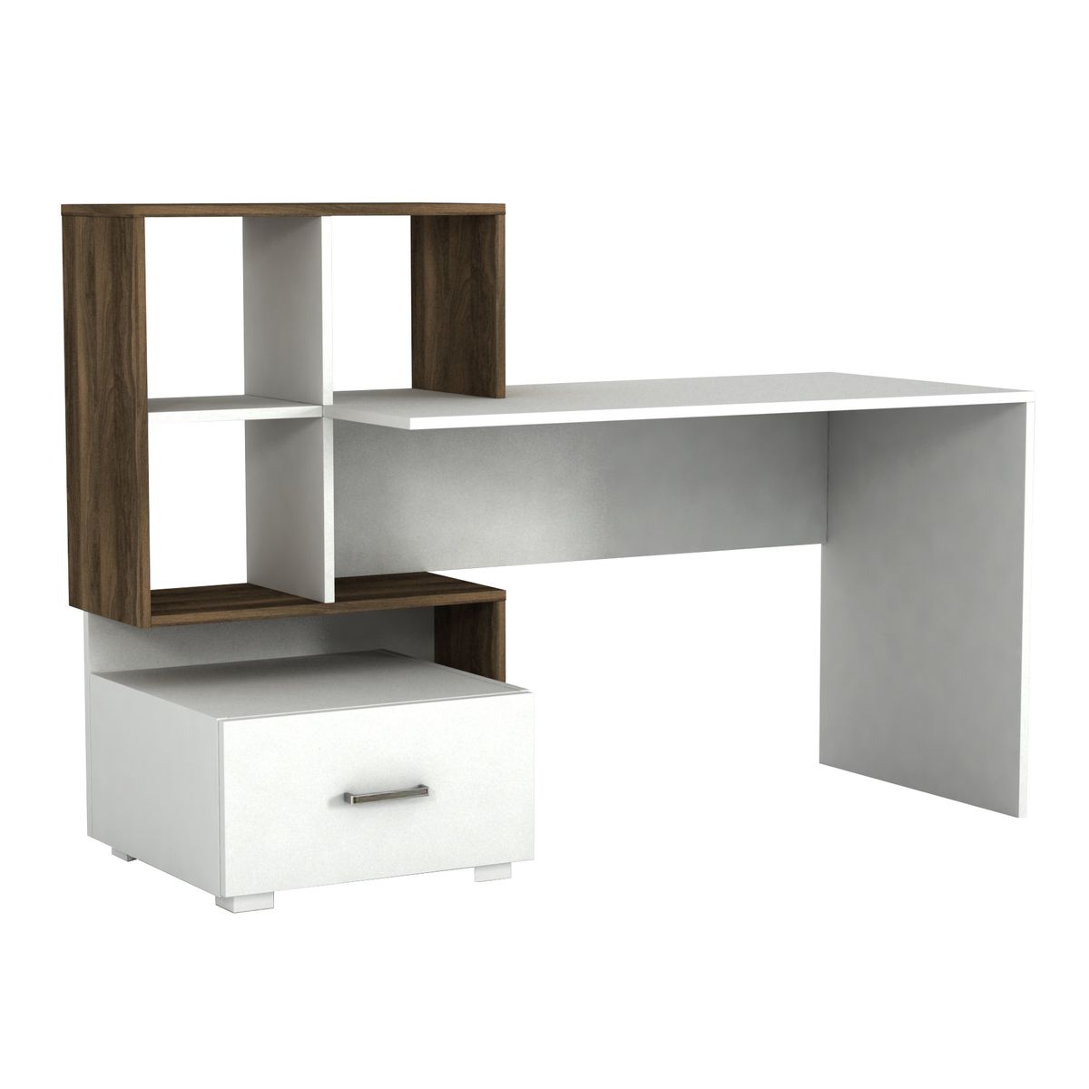 Hazlo Bloom Desk Cube Drawer Storage Office Desk White & Walnut | Shop ...