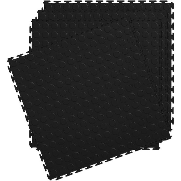 PVC Interlocking Rubber Floor Tile - Gym Mats (4-Pack) - Black