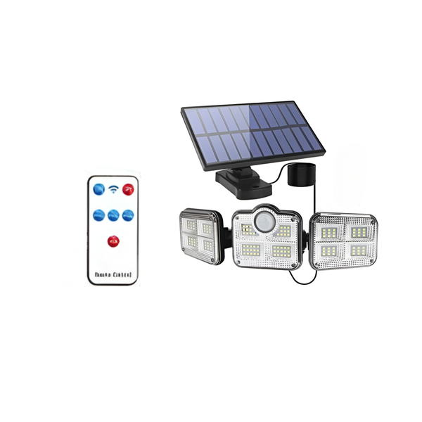 3-Head Rechargeable Solar Sensor Light with Remote