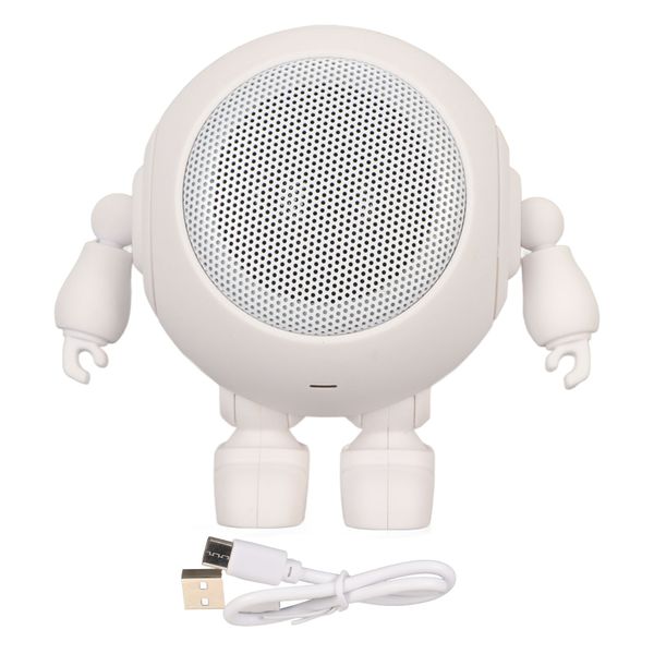 Portable Bluetooth Speaker Robot Shape 5.0 1000mAh Built in Mic White