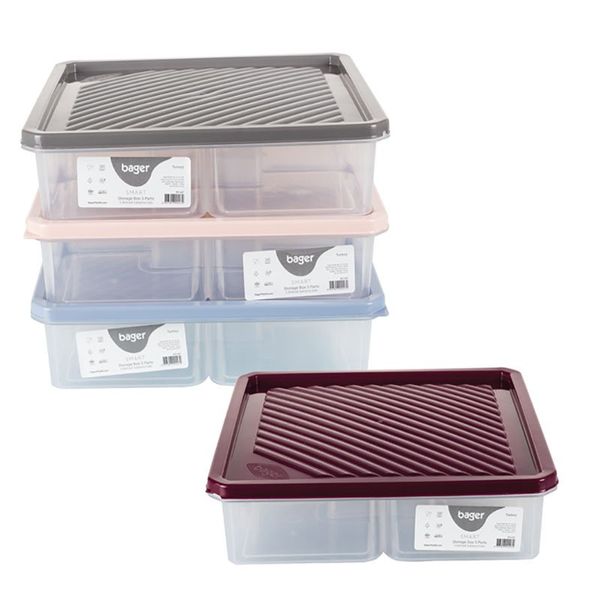 Bulk Pack x 4 Container Snack Box 5-Division 22cm Square