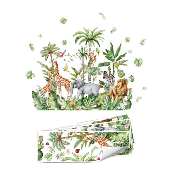 Decor Self-Adhesive Jungle Themed Removable Wall Decal Stickers 4pc - 90cm