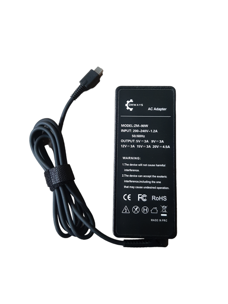 Comways - Universal Replacement Laptop Charger Type C - 90 Watts - 20v 4.5A