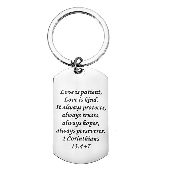 Love is Patient Love Is Kind Couples Anniversary Christian Art Keychain