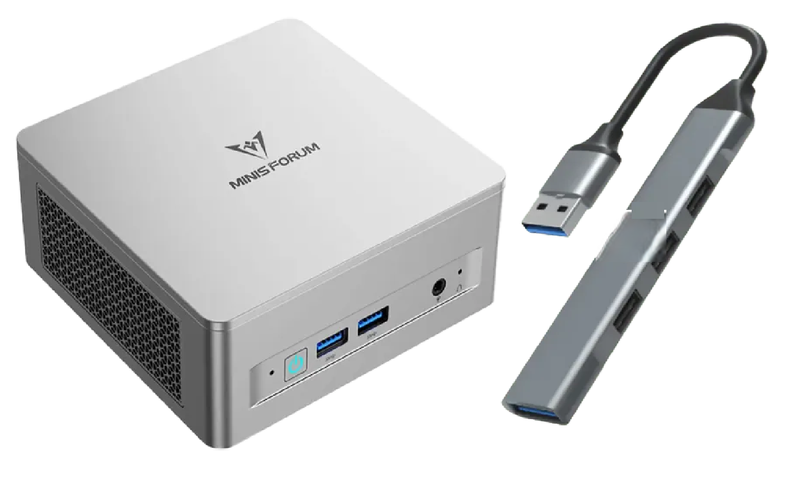 MINISFORUM Slim PC AMD Ryzen 5 16GB RAM/2TB SSD Mini PC + CAD Multiport Hub
