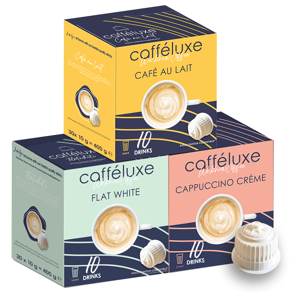 Caffeluxe Dolce Gusto Compatible Pods Coffee Capsule Mix 3 x 10 Drinks