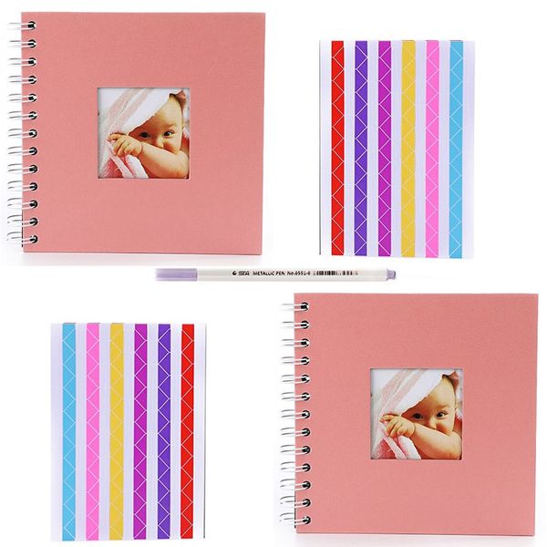 Spiral-Bound Hardcover Scrapbooking Photo Album Books-Gift Set-Pink x 2