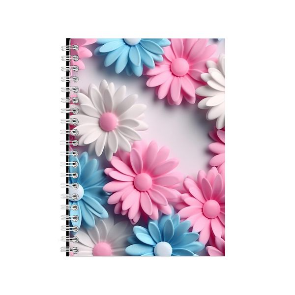 3D Pink Blue And White Daisies 3 Notebook Gift Idea A4 Notepad Pad 106