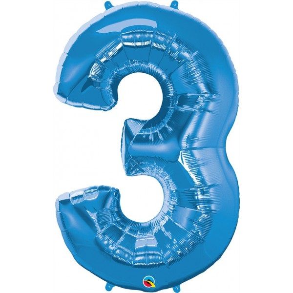 34inch Foil Balloon Number 3 Sapphire Blue