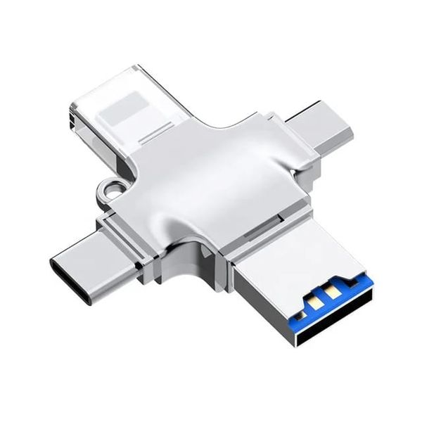 OTG 3.0 USB, Lightning, Type-C and Micro (4-in-1) Connection Adapter