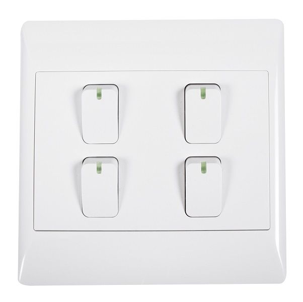 4 Lever 1 Way Light Switch for 4 X 4 Electrical Box In White