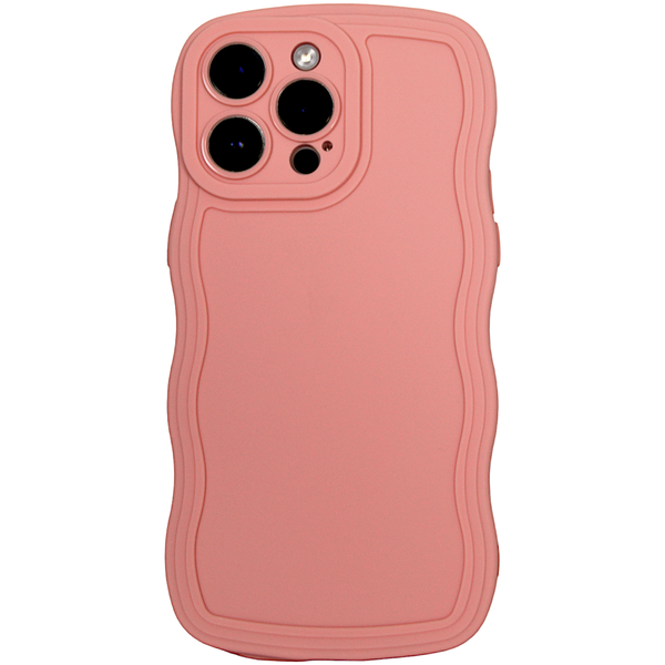 Solid Pink - Phone Case with Wavy Edge &amp; Pro Cam - Iphone 14 Pro Max