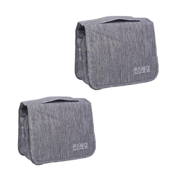 Set of 2 Portable Travel Makeup Bags - Waterproof &amp; Multi-Compartment