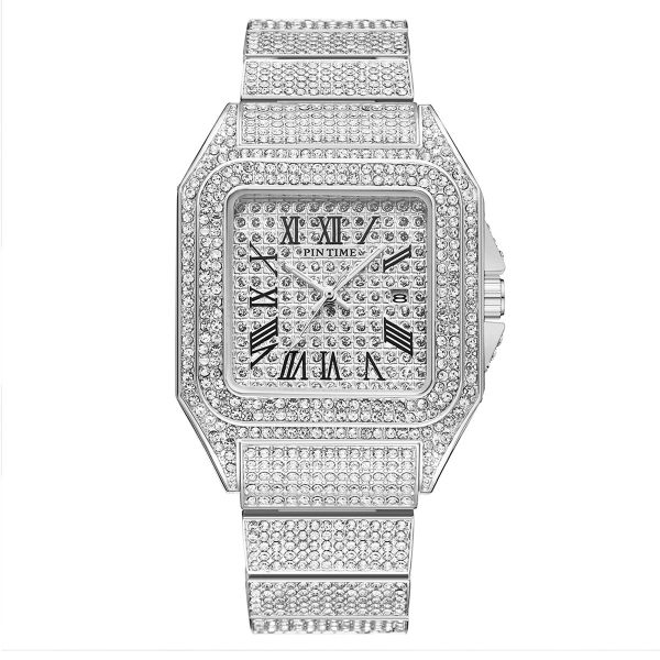 Quartz Watch Square Diamond Calendar Watch
