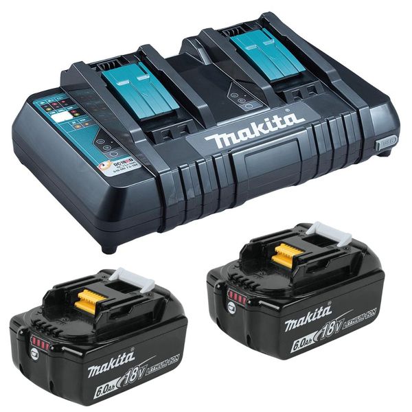 Makita - Rapid Optimum Dual Port Charger (18V) with 2 x 6.0Ah Batteries