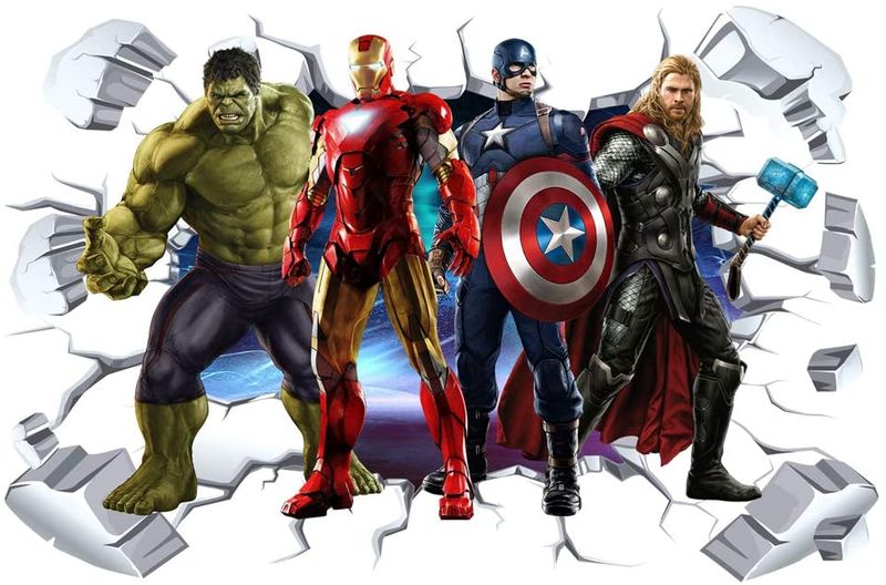 90x60cm - Superhero Wall Stickers 3D - 4H-Avengers - | Wall Decal