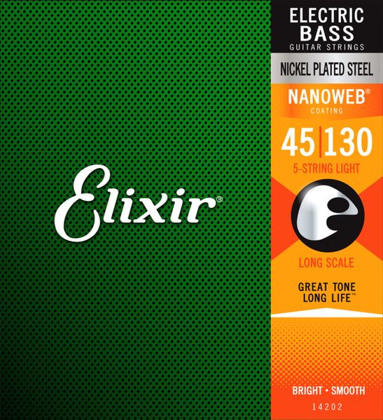 Elixir 14202 Bass Nickel Nanoweb 5 String Lite Medium 0.45-1.30