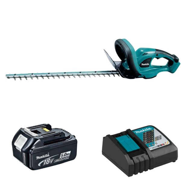 Makita - Cordless Hedge Trimmer (DUH523Z) with 5.0Ah Battery and Charger