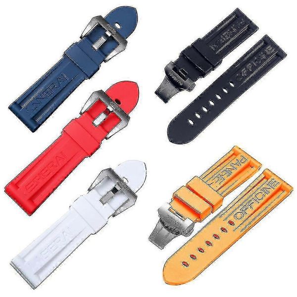 Replacement rubber watch band for Panerai, 24mm blue strap.