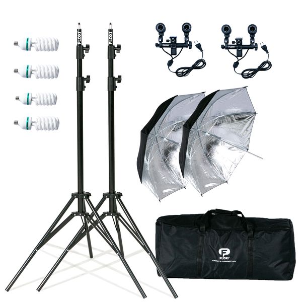 Floxi 600W Dual Black Umbrella Light Kit image