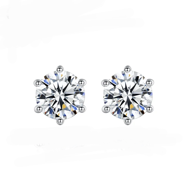 Classic solitaire gra certified moissanite diamond stud earrings for