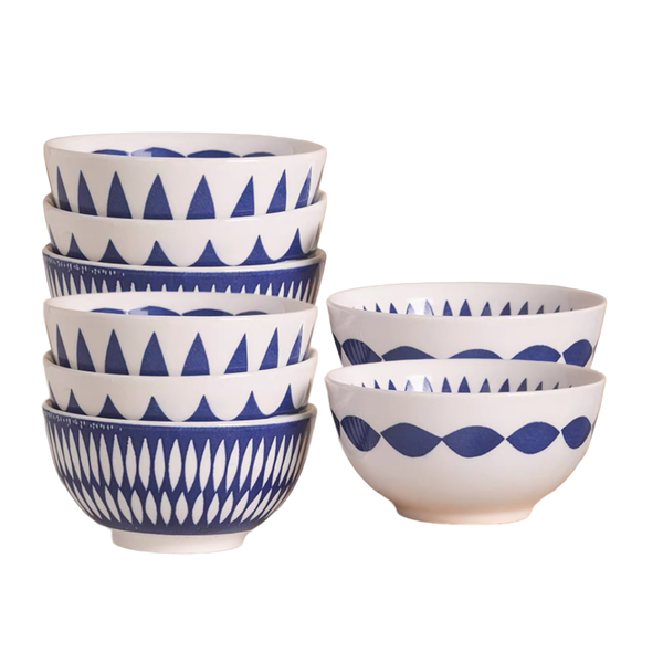 Set Of 8 Decorative Colorful Ceramic Rice Dessert Salad Serving Bowl