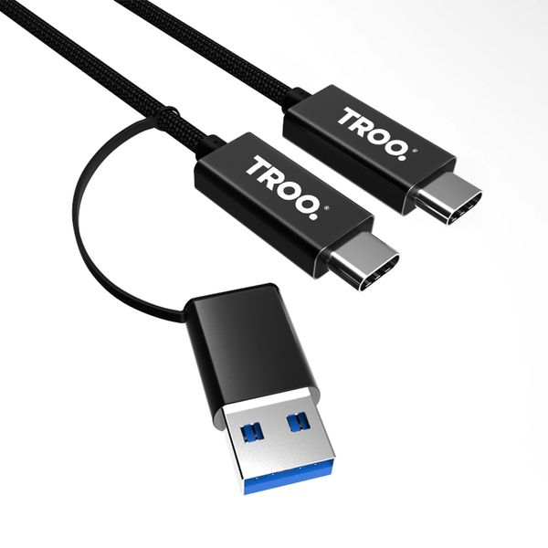 TROO Certified 60W Fast Charge 2IN1 Type C Cable With USB A Adapter