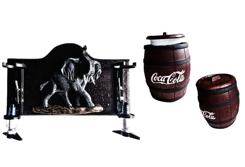 African Elephant -2 Optic Liquor Dispenser &amp; Coca-Cola Ice Bucket Combo