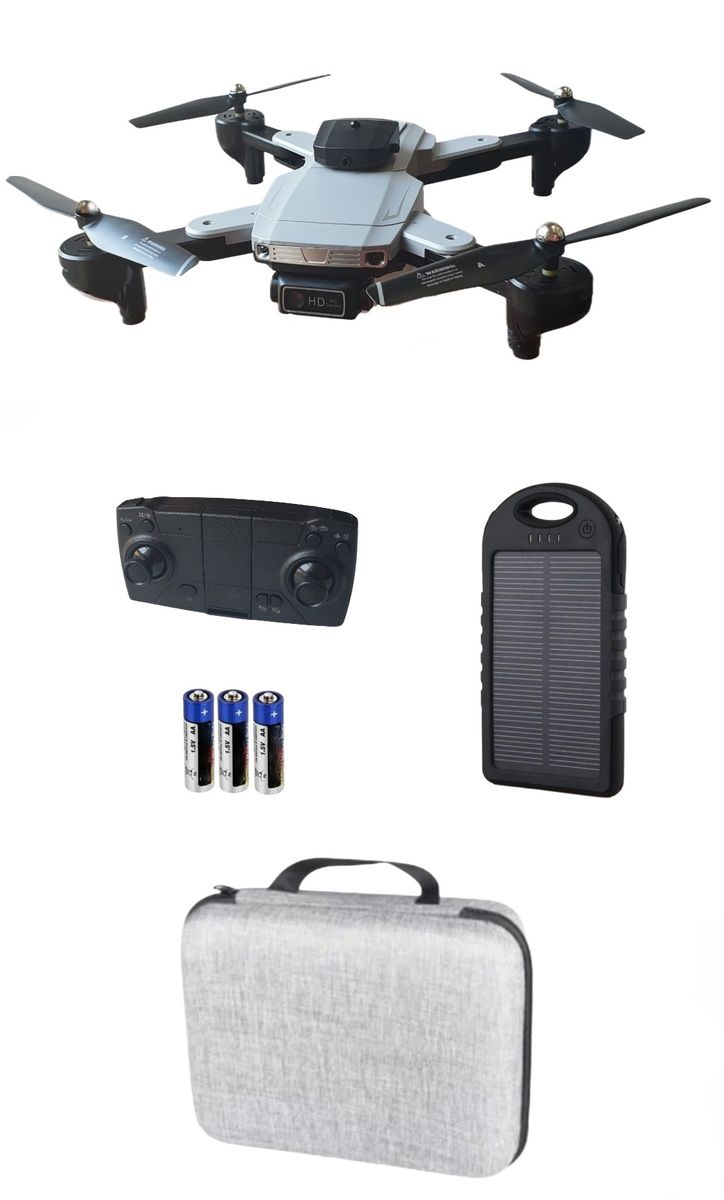 ZD9 Drone Kit Foldable Drone Kit with Powerbank & Batteries Silver