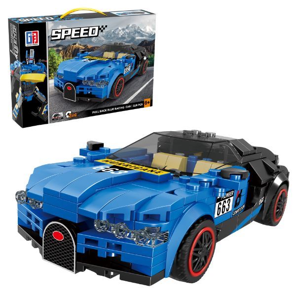Speed Racing Car Building Blocks Blue 341 Pieces 2-in-1 Ages 6+
