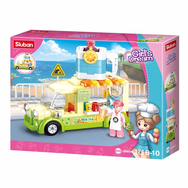 Sluban Building Set: Girls Dream Milk Tea Truck - 174 Pieces