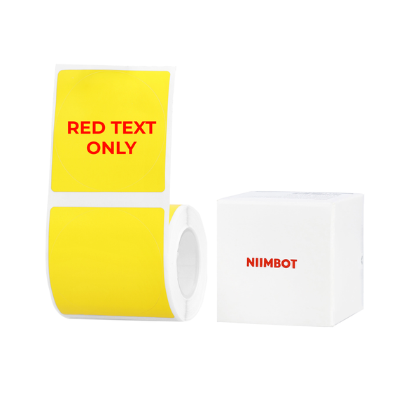 Niimbot - B1/B21/B3S/B4 - 50×50mm - 145 Round Yellow Labels - Red Text Only