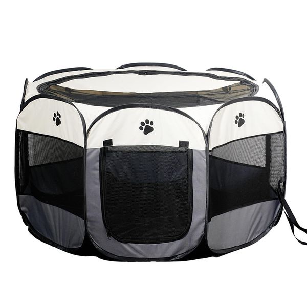 Grey Foldable Portable Pet Playpen Pet Exercise Pen Pet Tent Playground