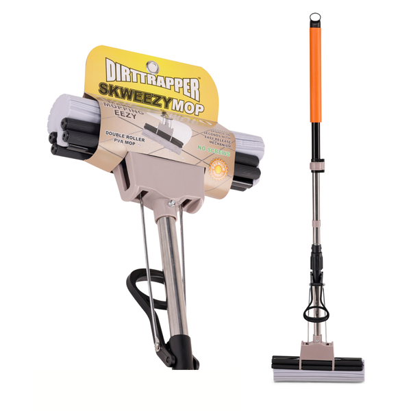 Dirttrapper Skweezy Mop - Hands-Free Wringing, Screwless Sponge Replacement