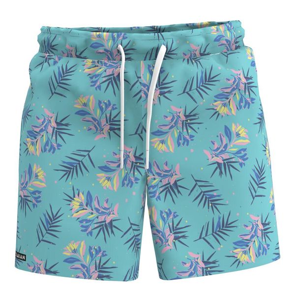 Olaian Boys' swim shorts- 100 palm Turquoise
