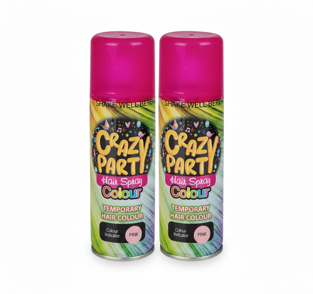 Crazy Party Temporary Hair Colour Spray - Vibrant Pink Hue - 2 Pack