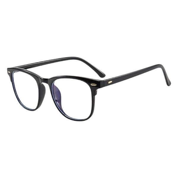 Round Frame Anti-Blue Light Glasses - Black/Transparent