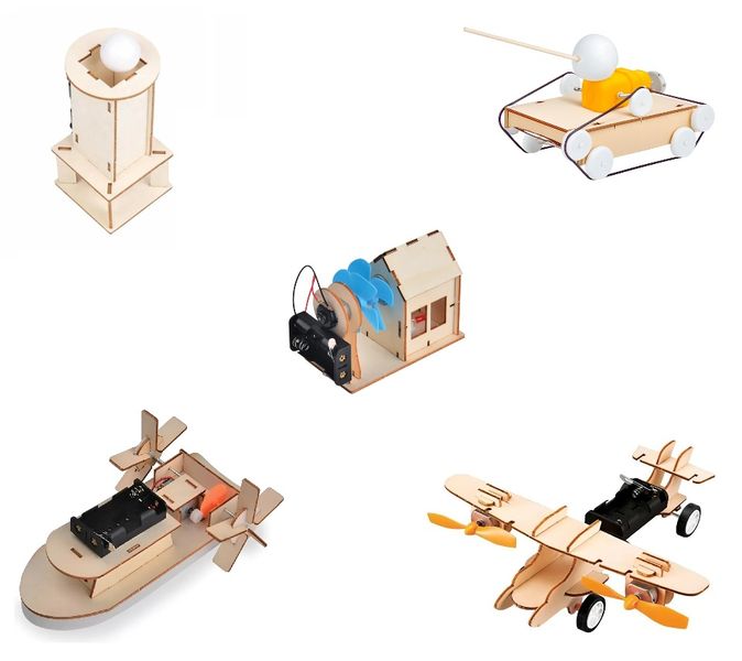 5-in-1 Kids School Science Projects - Wind Power Station, Aircraft, Tank