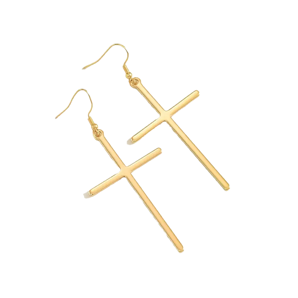 Gold Luxury Cross Dangle Earrings