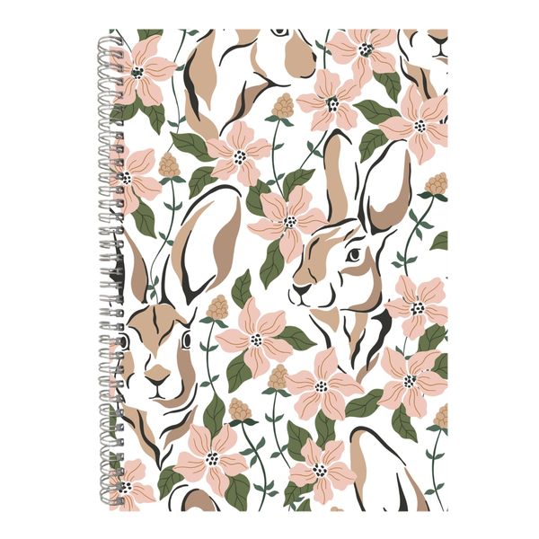 White Bunny A4 Notebook Spiral Lined Abstract Boho Graphic Notepad Gift 158